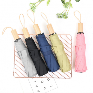 Small fresh umbrella with wooden handle 21inch