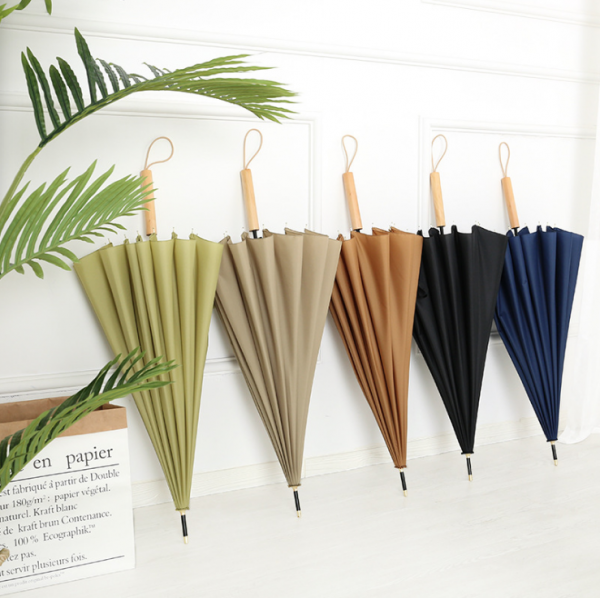 Literary and art small and fresh umbrella with wooden handle (straight handle) 23Inch